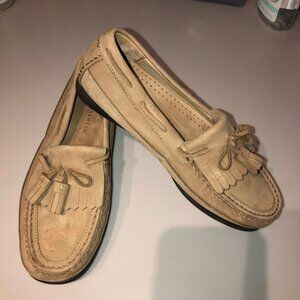 Florsheim Suede Tassel Slip On Loafers Men's 7.5 Beige EUC
